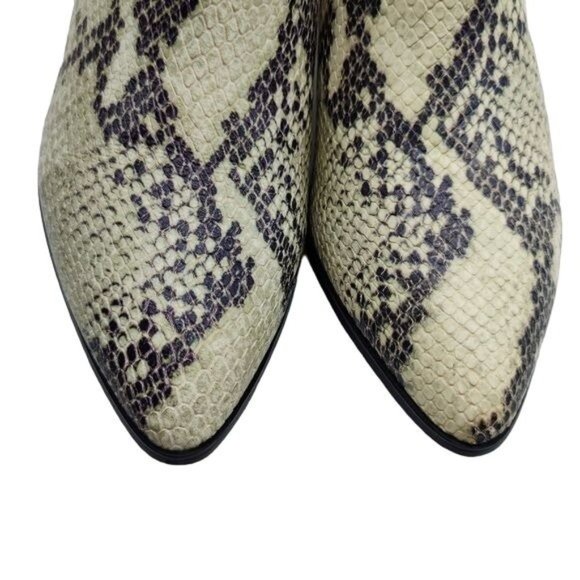 Steve Madden JILLIAN Python Snake Print GO-GO Booties 3" Block Heel Leather 7.5 - Picture 2 of 7